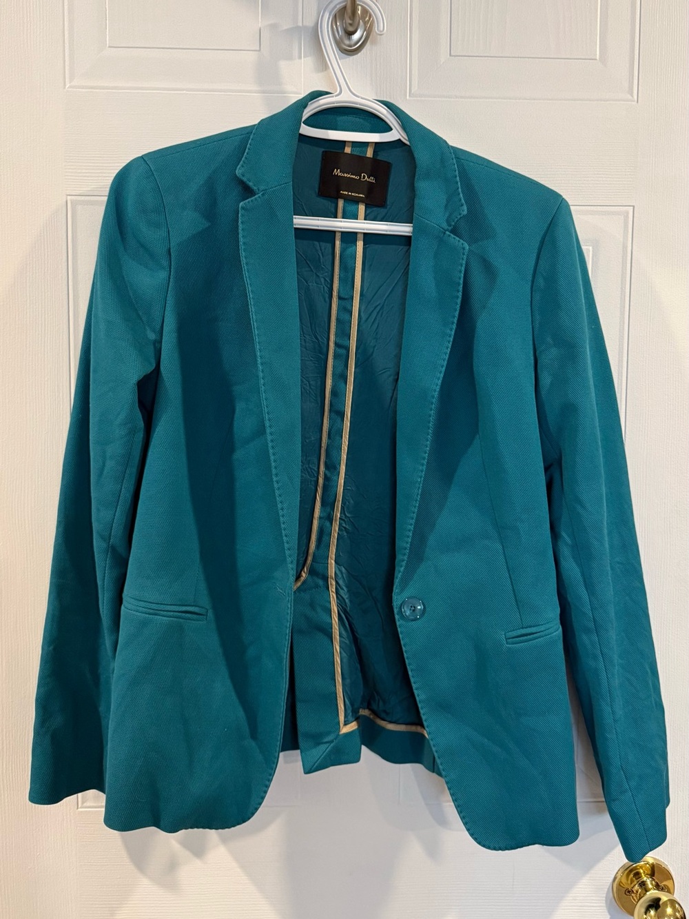 Massimo Dutti Teal Single-Button Tailored Blazer